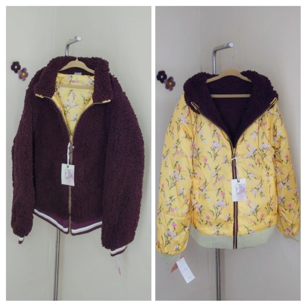 NWT Jessica Simpson Girls 14/16 Reversible Faux Fur Purple Jacket